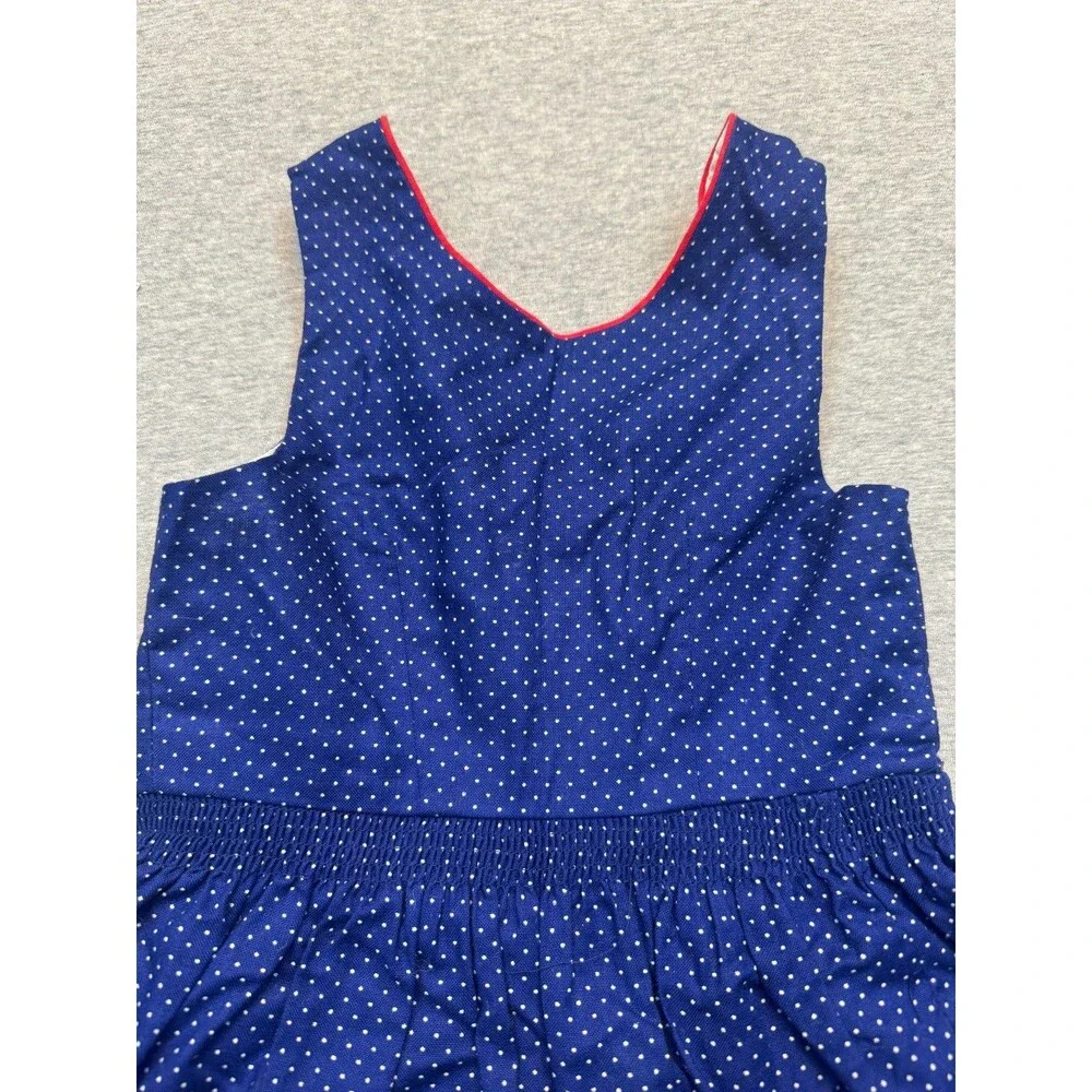 Vintage 1980s Zechner Dirndl Girls Dress Blue Polka Dot German Austrian 20